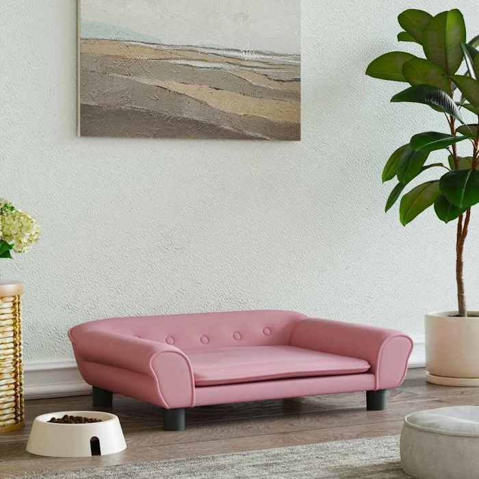 vidaXL Lit pour Chien Canapé pour Animaux avec Pieds Panier pour Chien Salle de Séjour Chambre à Coucher Rose 70x48x22 cm 172015