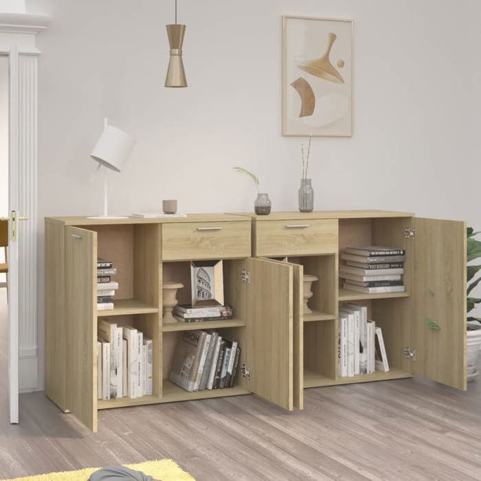 Commode/Buffet contemporain chêne sonoma 160x36x75 cm Bois dingénierie LL0000028988