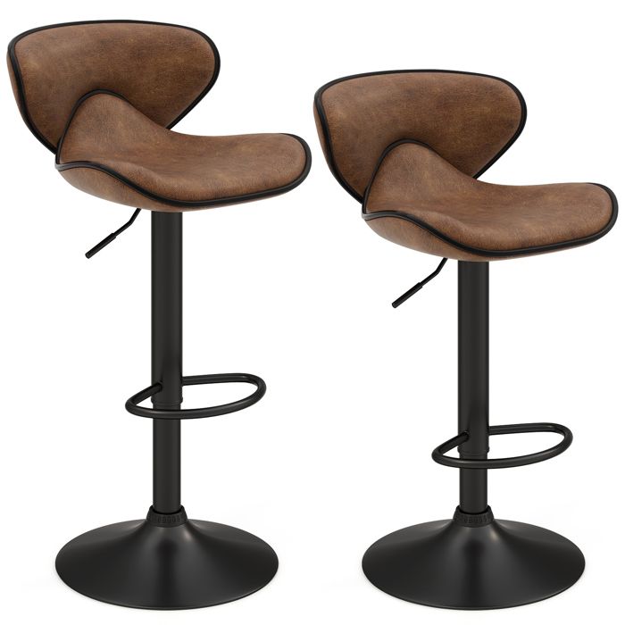 COSTWAY Lot 2 Tabourets de Bar Industriels Réglables en Hauteur 65-85 cm avec Dossier Cadre en Métal pour Salle à Manger COSTWAY Lot 2 Tabourets de Bar Industriels Réglables en Hauteur 65-85 cm avec Dossier Cadre en Métal pour Salle à Manger