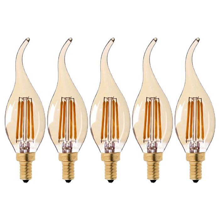 Ampoule à filament vintage à intensité variable 4 W E14 LED jaune chaud 2300 K 320 lm AC 220 V lot de 5 [Classe énergétique A+]