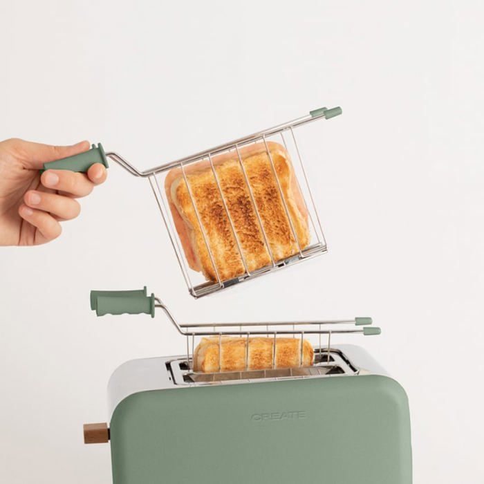 Grille-pain électrique - Create - TOAST RETRO Petit - Fentes XL - 6 niveaux - Réchauffage/Décongélation
