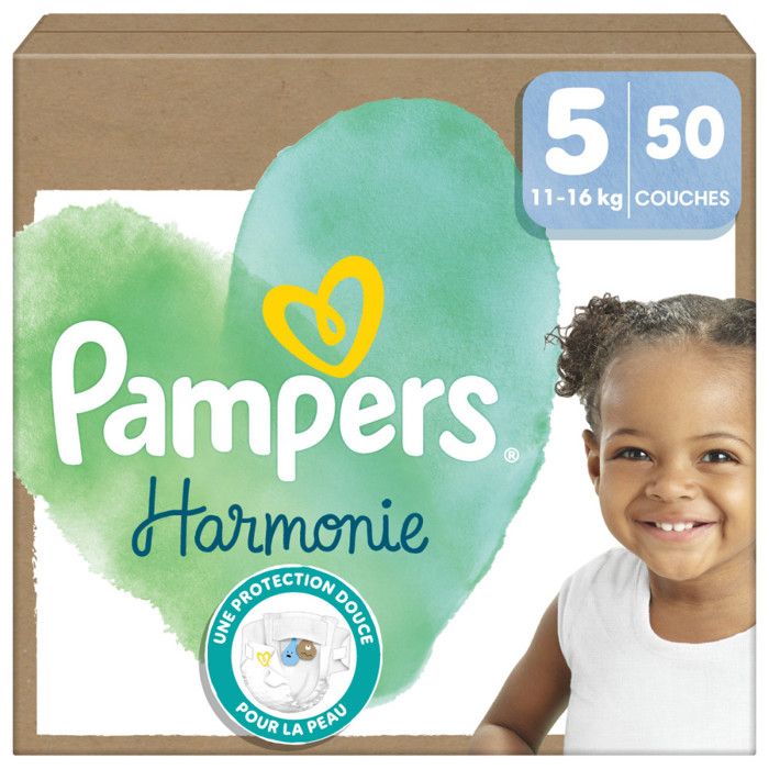 Pampers Harmonie Taille 5 - 123 Couches (11-16 Kg) - Douces Et Naturelles
