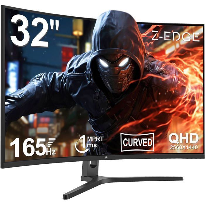 Écran PC Gamer Z-Edge UG32  32 2K QHD(2560×1440) 1ms 165Hz 1500R VA 2×DP1.4 & 2×HDMI2.0