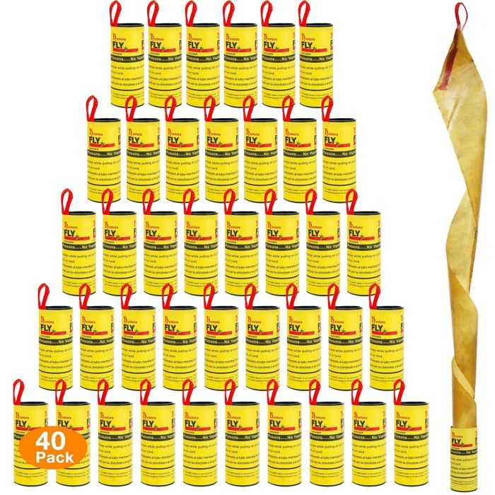40 rouleaux de ruban adhésif avec aiguilles pour capturer les mouches pièges à mouches autocollants pour capturer les