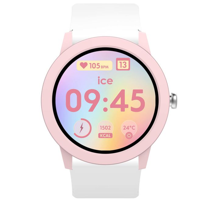 Montre connectée ICE WATCH enfant blanc/rose écran AMOLED 1.19 rechargeable étanche