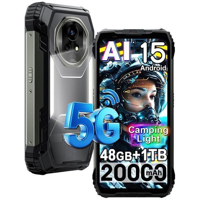 Blackview XPLORE 2 — Smartphone incassable 5G 673 Android 15 20 000 mAh 1 To/16 Go 50MP NFC Dual SIM Noir