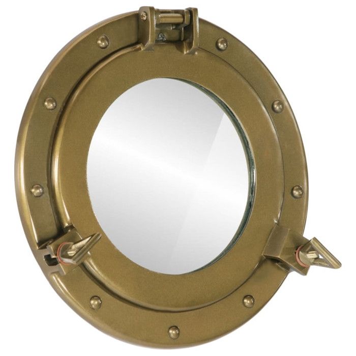 Miroir - Hublot - Ø30 cm - Aluminium - Verre - Jaune