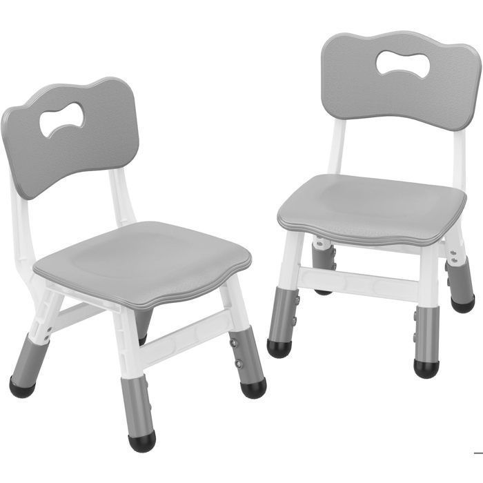 Set de 2 Chaises pour Enfants Chaise à Hauteur Adjustable en 3 Niveaux en Plastique pour Enfants de 2 à 6 Ans GRIS