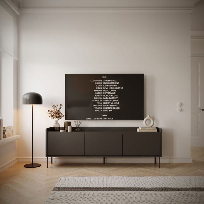 SELSEY Meuble tv 3 portes, 175 cm, noir / couleur noyer