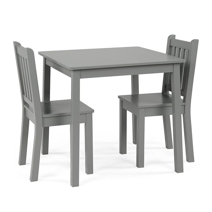 GINGER HOME Ensemble Table et 2 Chaises Enfant en Bois – Bureau Jeu Dessin Repas – Gris
