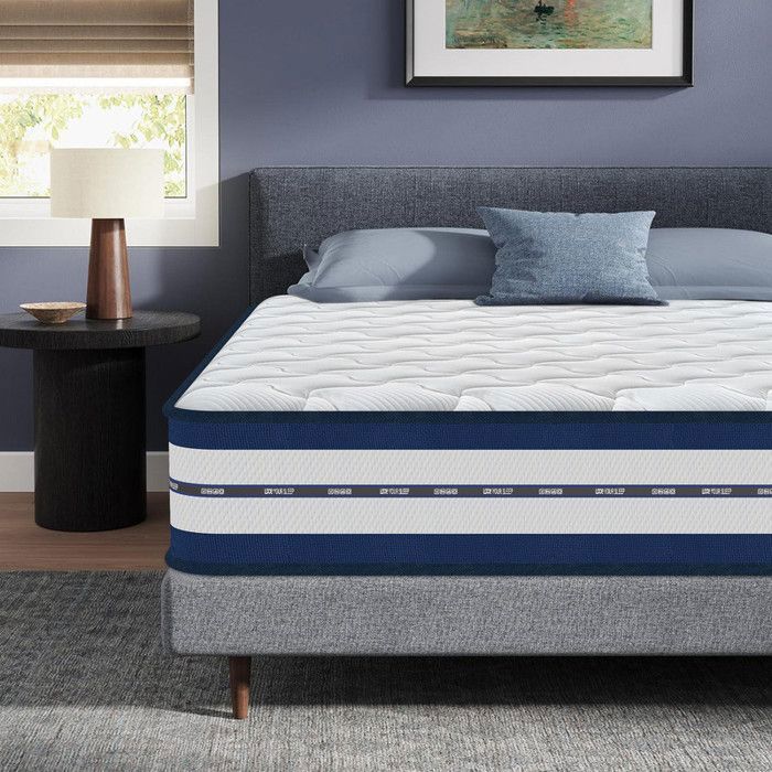 Matelas 140x200 cm épaisseur 26 cm-Mousse à mémoire de forme+Ressorts ensachés-soutien parfait-Durable