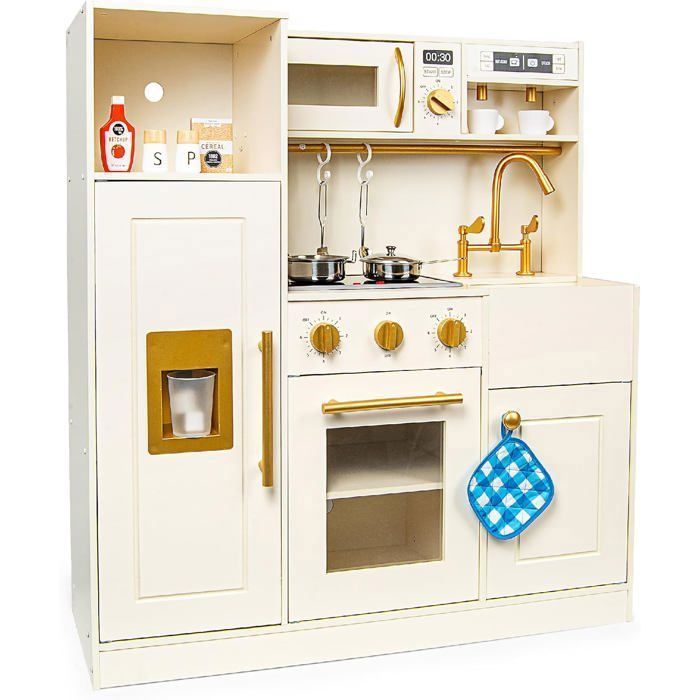 Cuisine Roma 242167 Jouet en Bois Interactive avec lumière et Son Nombreux Accessoires Inclus