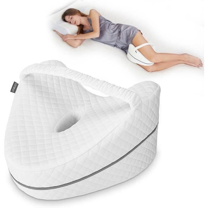 Oreiller Élévation Jambes Mousse Mémoire De Forme – Coussin Genoux & Pieds – Soulagement Dos & Jambes – Ergonomique Nuit & Bureau