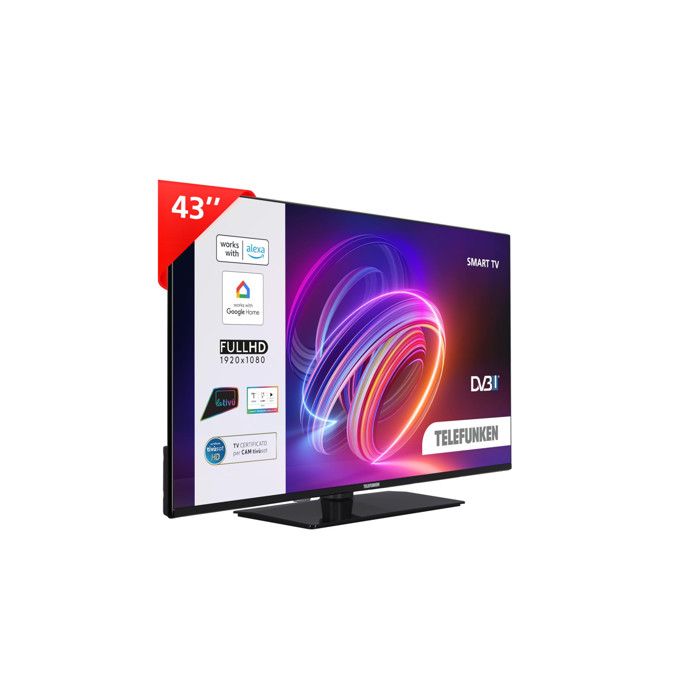 Telefunken Smart TV LED 43 FHD HDR10 Wifi Ethernet DVB T2 HEVC Main10