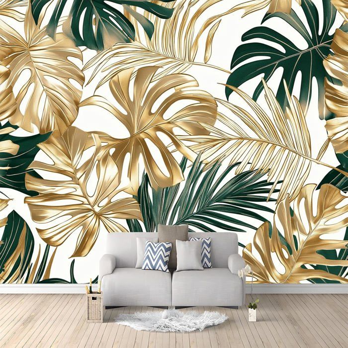Papier Peint Feuilles Tropicales