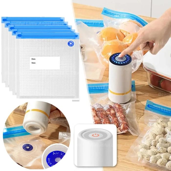 Pompe à air électrique rechargeable USB pour sacs alimentaires sous vide sacs de compression (pompe à air + 15 sacs de