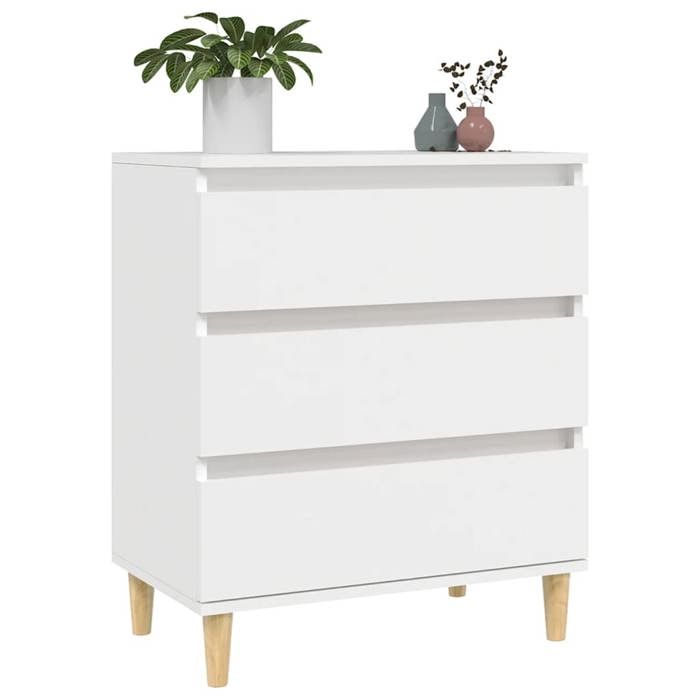 Buffet en bois dingénierie - WIENS - Blanc - 60x35x70 cm - Style Scandinave Moderne - Grand espace de rangement