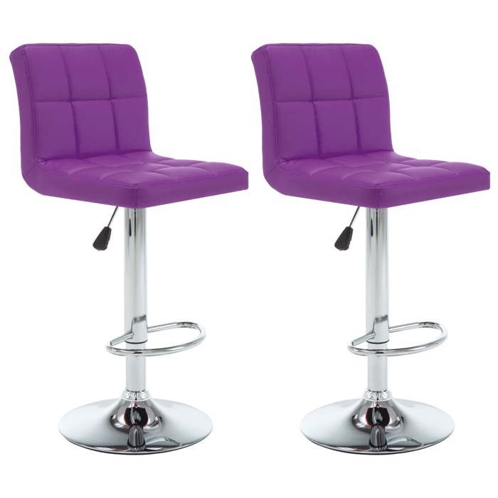 Tabouret de bar similicuir - XWO - Lot de 2 - Pourpre - Hauteur réglable - 40x47x(90-111) cm - Diamètre base 38 5 cm