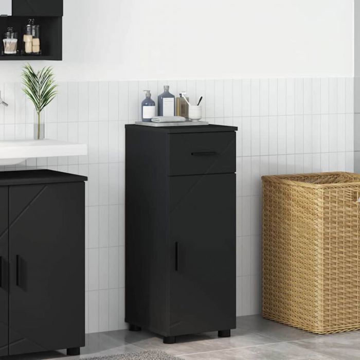 Meuble sous vasque - meuble vasque integree Vidaxl Cabinet de salle de bain avec tiroir Noir 30 x 35 x 80 cm