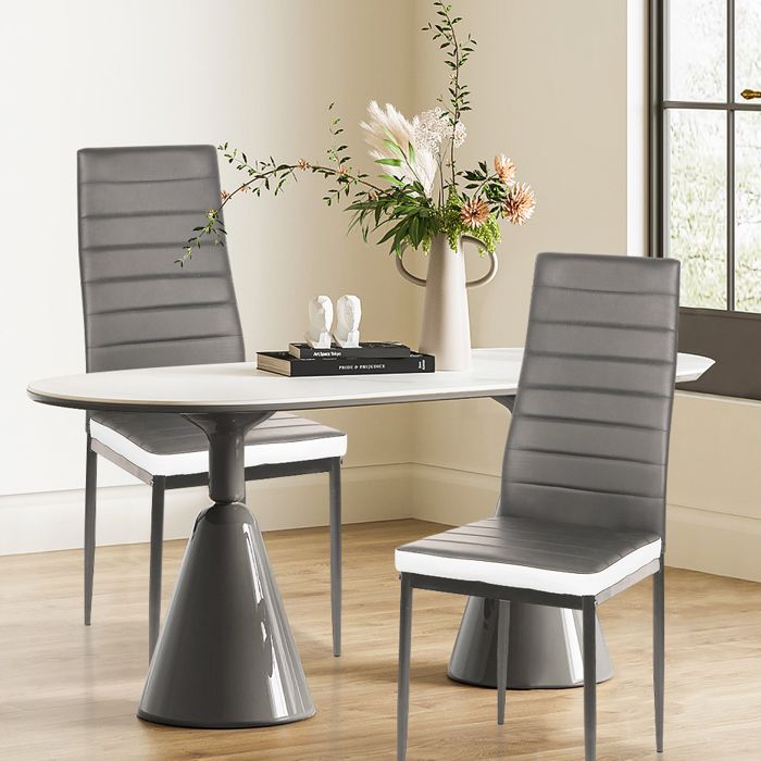 YQINGMAOY CHAISES DE SALLE À MANGER CONFORTABLES CUIR PU ÉCOLOGIQUES LOT DE DEUX 39 × 40 × 98 CM NOIR