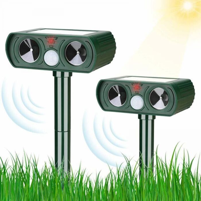 Répulsif Chat Jardin Solaire à Ultrasons 2X avec Lumière LED Imperméable Répulsif Animaux pour Chat Chiens Oiseaux