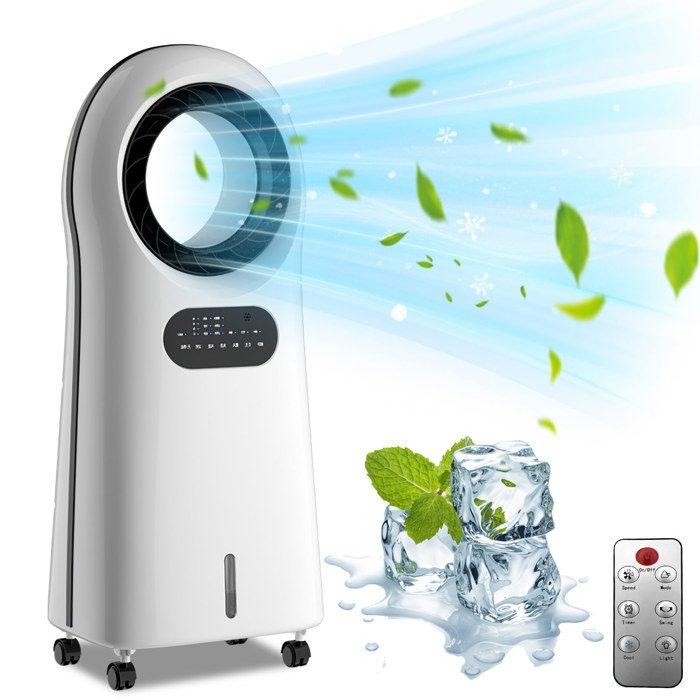 Ventilateur tour sans pales 4 en 1 - 110 W - Réservoir deau de 35 L - Autonomie de 8 heures - Minuterie avec télécommande - Uverbon