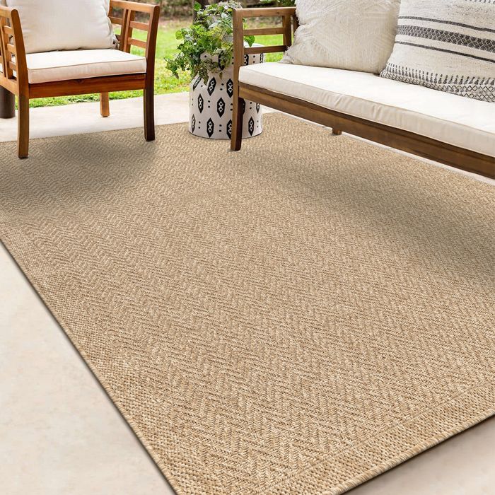 the carpet Kansas Tapis dintérieur et dextérieur au look Naturelel de jute résistant aux intempéries Naturel 240 x 340 cm