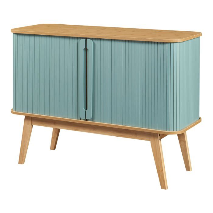 Buffet - HELLOSHOP26 - Commode - Bambou - 2 portes coulissantes - 4 compartiments de rangement