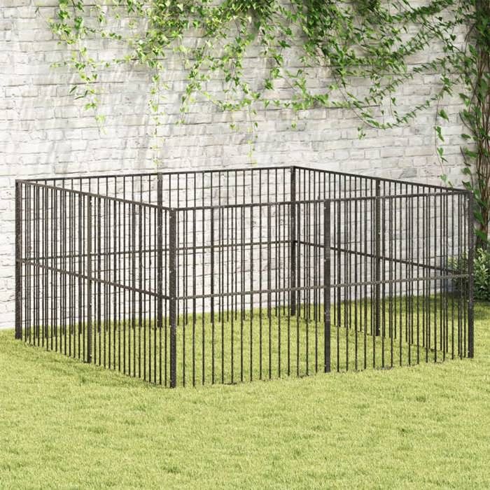 Parc pour chien - vidaXL - 8 panneaux - Noir - Acier galvanisé - 200x200x100 cm - Intérieur et extérieur Parc pour chien - vidaXL - 8 panneaux - Noir - Acier galvanisé - 200x200x100 cm - Intérieur et extérieur