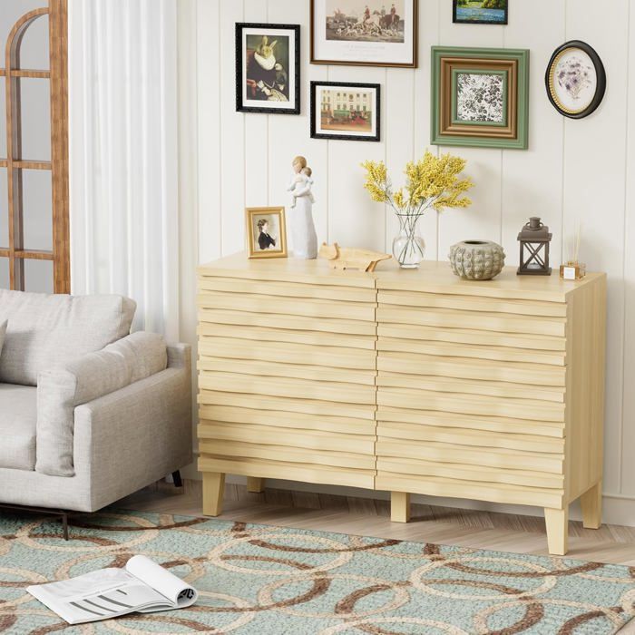 GOOBUY Commode à 6 Tiroirs 120cm Stockage de Grande Capacité Meuble Rangement en Bois Massif Motif Bois 120x40x805cm Marron