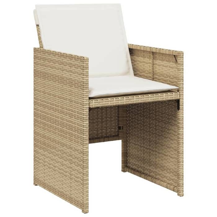 (Promo 2026)Chaises de jardin avec coussins lot de 4 SHIELD chaises de balcon arrière-cour beige résine tressée 50 5x54x79cm 2564