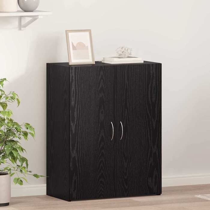 Cabinet à dossiers Noir - Magnifique Cabinet de Bureau avec porte Chêne artisanal 70x32x77.5cm CL7549035