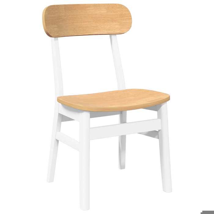 Chaises cuisine(2 pcs) - Blanc - Chaises à manger - 2 personnes - blanc bois massif caoutchouc 46x47x81.5 cm F2801
