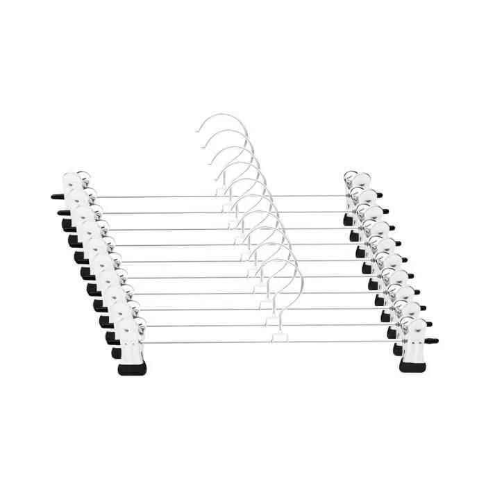 Cintres - Lot de 10 - 30cm - Antidérapant - Crochet pivotant 360° - Matériau résistant - Pour pantalon jupe vêtements