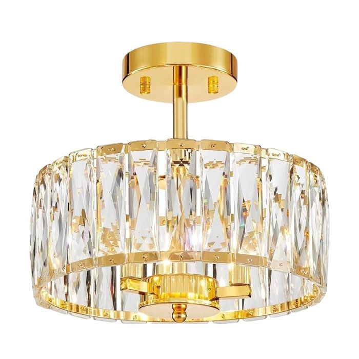 Diday Plafonnier Moderne Cristal Or Lustre Salon Vintage Style Nordique LED G9 Lampe de Plafond 32cm pour Cuisine Chambre