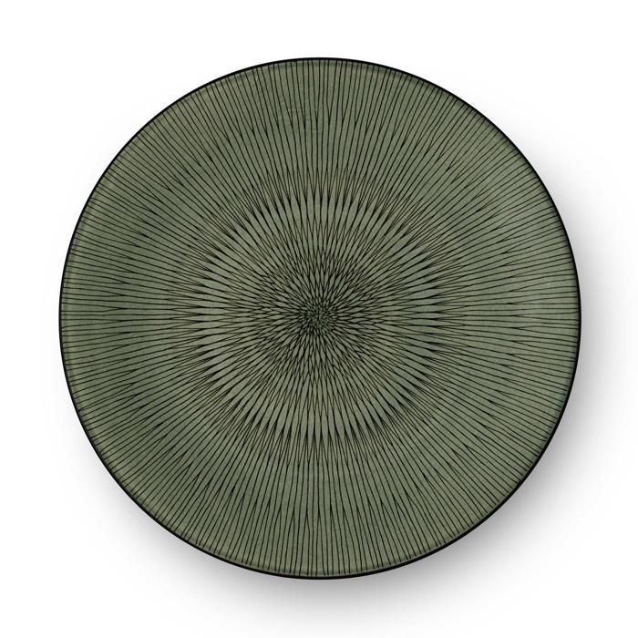 Hypnose - lot de 6 Assiettes plates 27 cm - Khaki et Noir- MEDARD DE NOBLAT