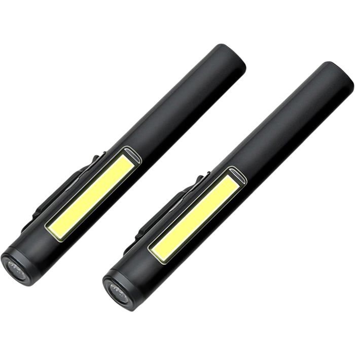 Lot de 2 lampes stylo LED rechargeables USB étanches aimant + clip pour camping randonnée urgence inspection