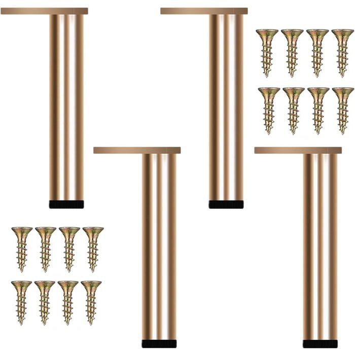 4Pcs Pieds De Meuble Doré Métal Réglable Pied Canapé Moderne Pieds Rechange Pour Table Basse Meuble Tv Armoire Salle De Bain[IN177]