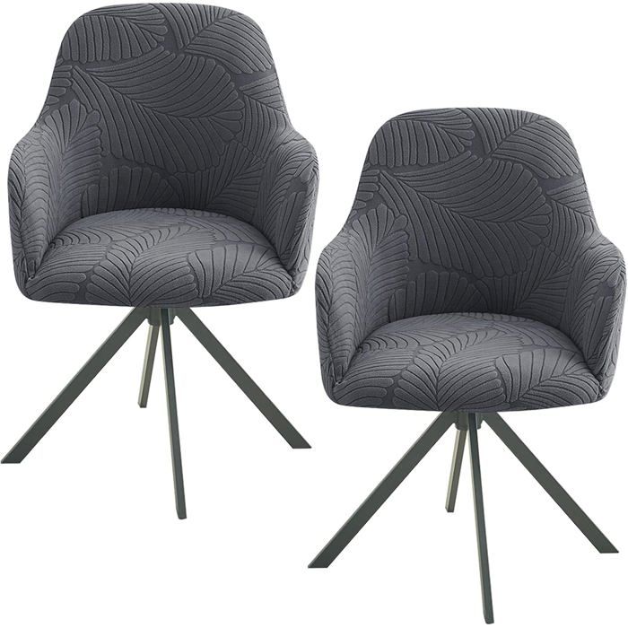 Lot De 2 Housses De Chaise Avec Accoudoirs Extensibles Housses De Chaise De Salle À Manger Jacquard Lavables Amovibles Couv[F158]