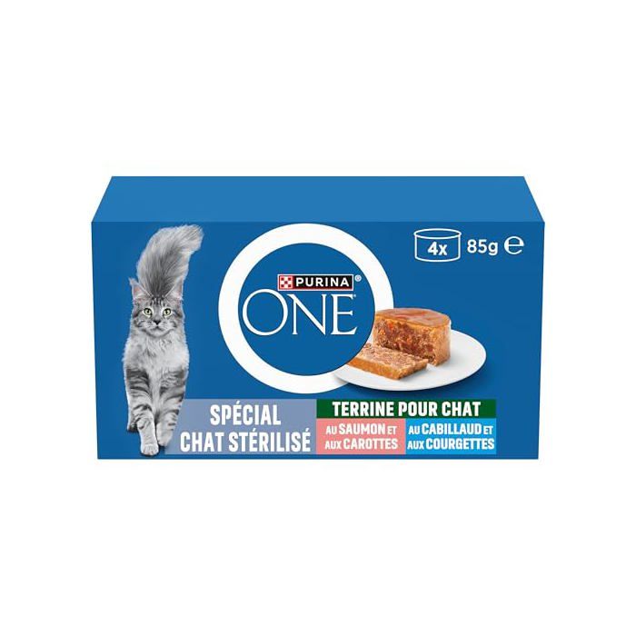 Pâtée - PURINA ONE - Terrine Saumon & Cabillaud - Stérilisé - Gestion du poids - Haute teneur en protéines