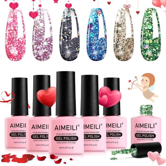 Bluesky Lot De 6 Vernis à Ongles Pour Enfants – Ensemble D'hiver Rose, Bleu, Rouge, Or, Argent, Paillettes – Facile à Décoller – Non Toxique – À Base D'eau – Sans Odeur