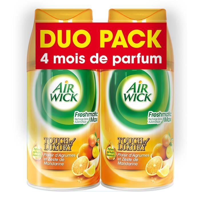 Air Wick Pack de 2 Désodorisants Recharge pour Diffuseur FreshMatic Plaisir d'Agrumes et Zeste de Mandarine Duo Pack