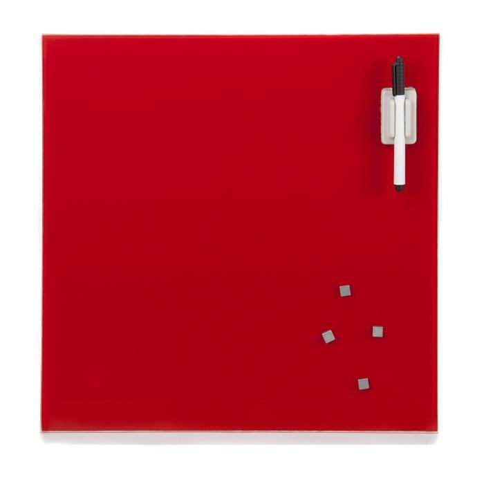 Memo board Tableau mémo magnétique en verre rouge Rouge Cdiscount