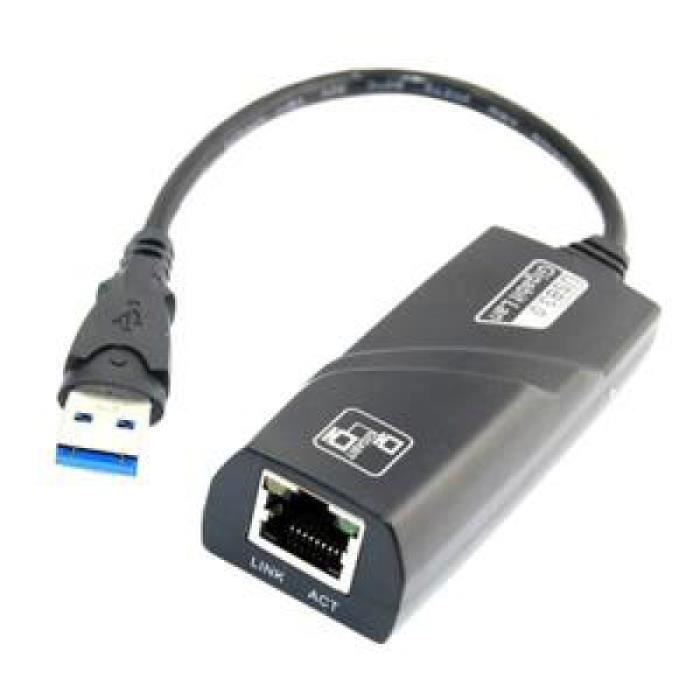 Adaptateur USB 3.0 vers Ethernet GIGABIT pour ce connecter en réseau filaire sur internet avec un ordinateur sans RJ45