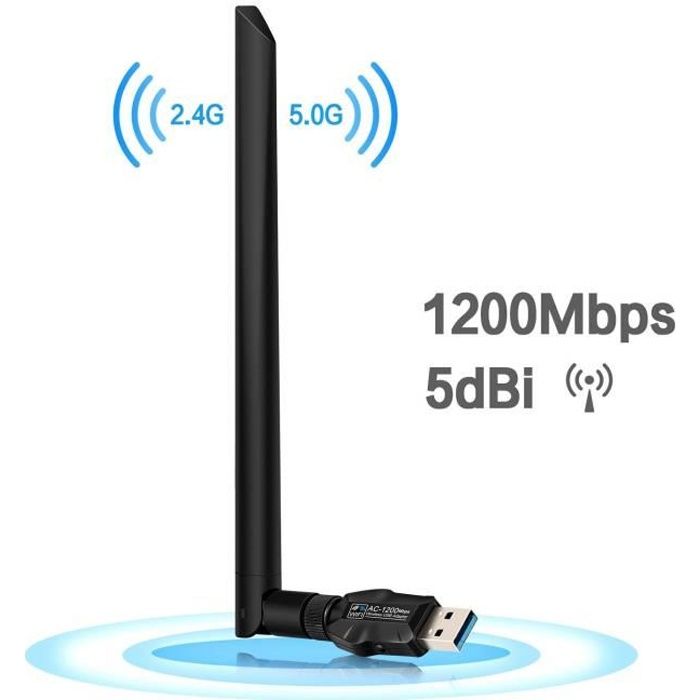 Upow Adaptateur USB WiFi 1200Mbps Clé WiFi Dongle Double Bande 5,8GHz/2,4G  pour Windows XP/Vista/7/8/10/ Linux/Mac OS X - Cdiscount Informatique