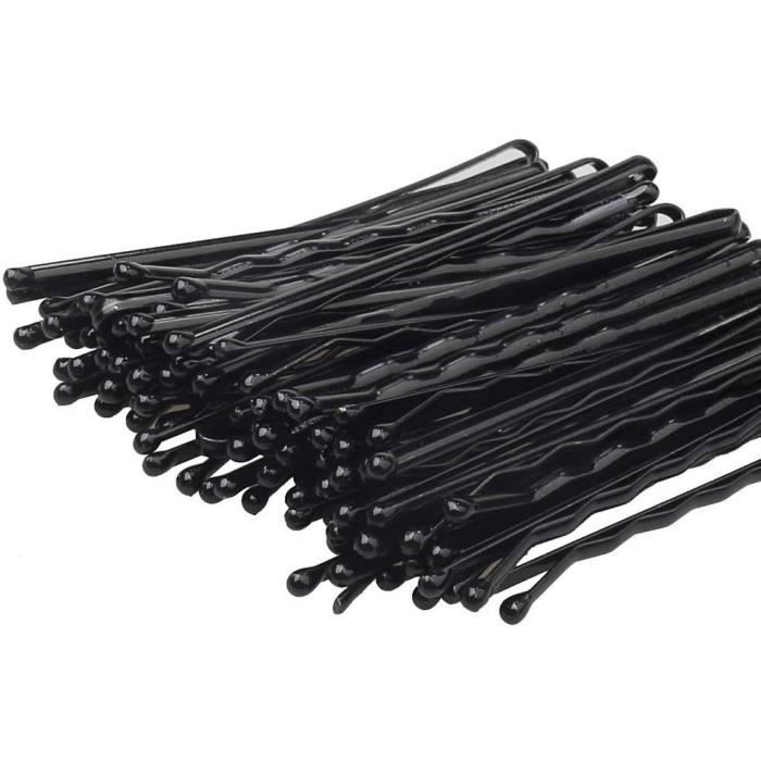 Epingles cheveux femme 150 Pcs Pinces à Cheveux Noires à Bout Rond Métal Bobby Pins pour Femmes Filles avec Boîte de Rangement
