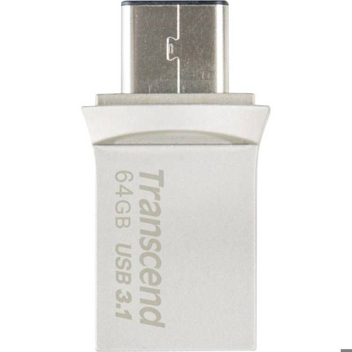 Mémoire supplémentaire USB pour smartphone/tablette Transcend JetFlash® 890 argent 64 GB USB 3.1 (2è gén.) USB-C®