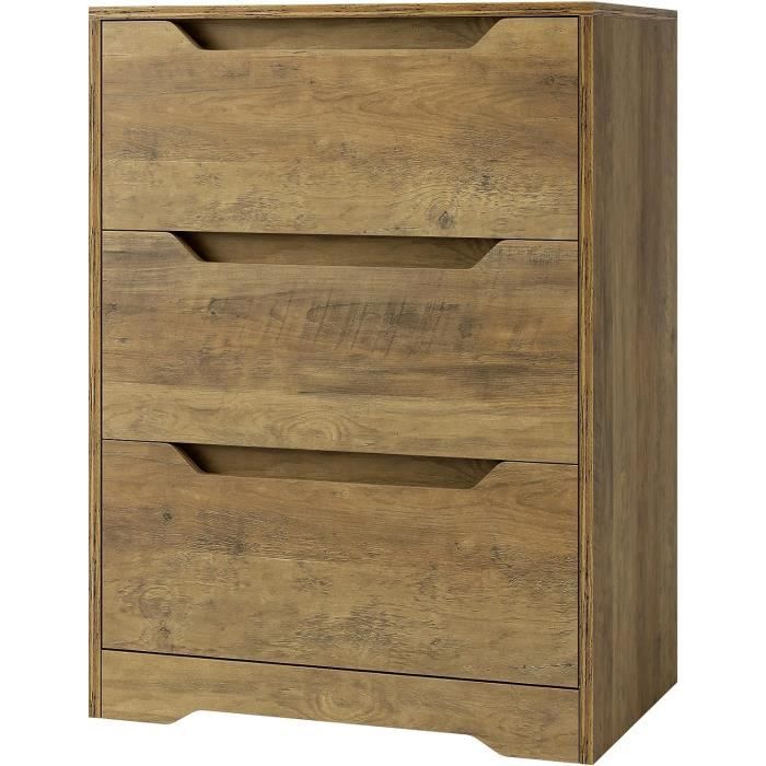 Commode Blanche 3 Tiroirs - Meuble Rangement Salon/chambre, Design épuré, Facile à Monter, Dimensions 60x40x70 Cm - 4