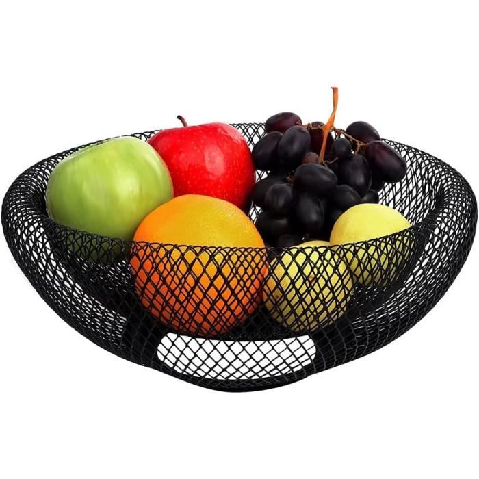 Corbeille à Fruits Métal Noir RZMZBY - Design Industriel Moderne - Ventilation Optimale