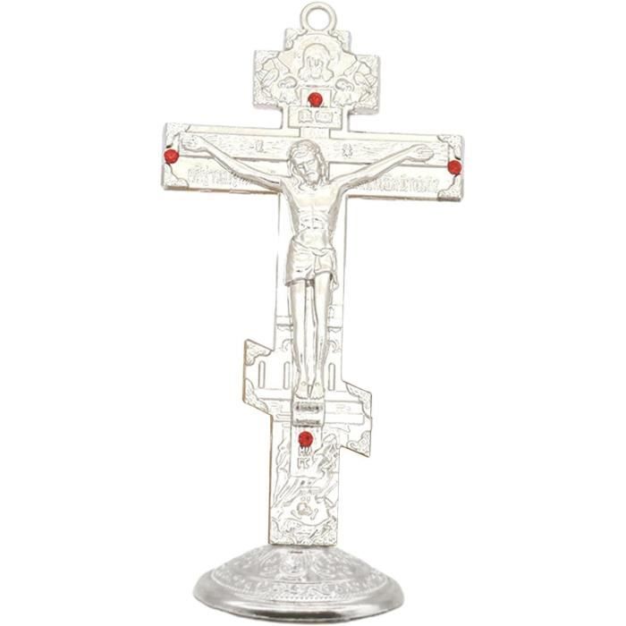 Kopinma Statue De Croix Debout Crucifix En Alliage Doré - Décoration Religieuse Avec Base Pour Maison Et Chapelle